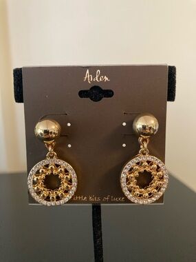 Ardene Gold-Tone Crystal Halo Drop Earrings